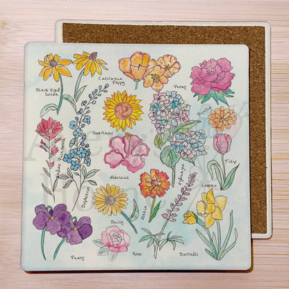 Summer Flowers Stone Coaster