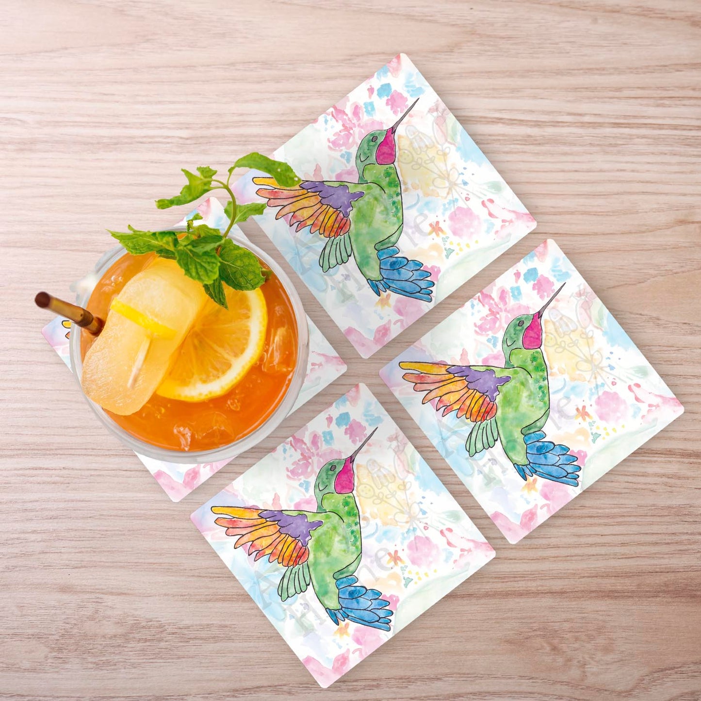 Ruby-throated Hummingbird Stone Coaster