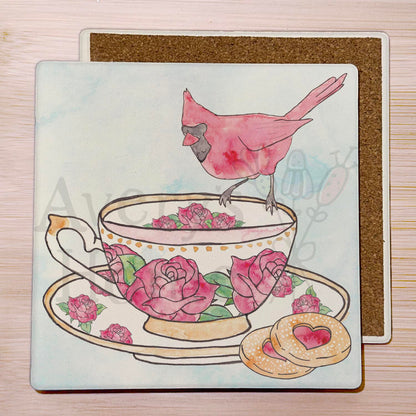 Cardinal Teacup Stone Coaster