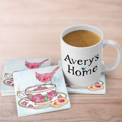 Cardinal Teacup Stone Coaster