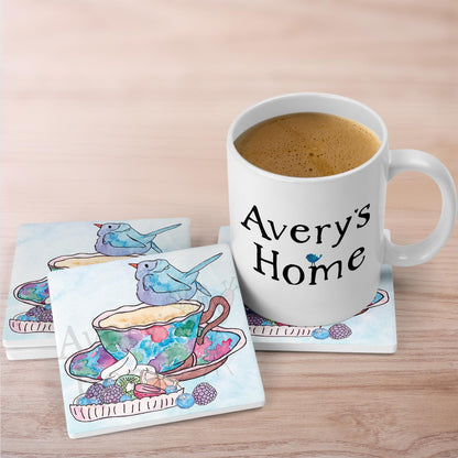 Blue Bird on a Teacup Stone Coaster
