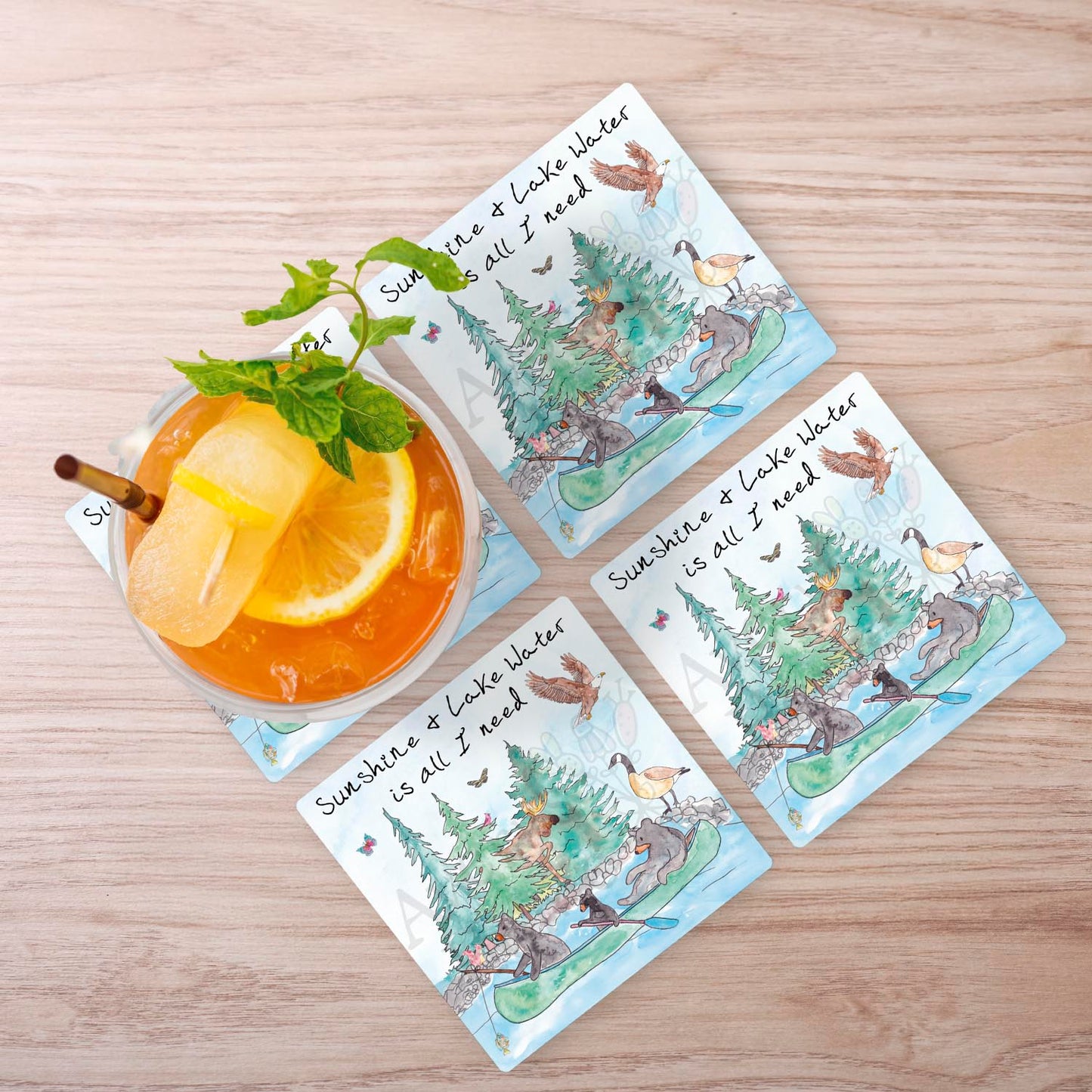 Sunshine & Lake Water Stone Coaster
