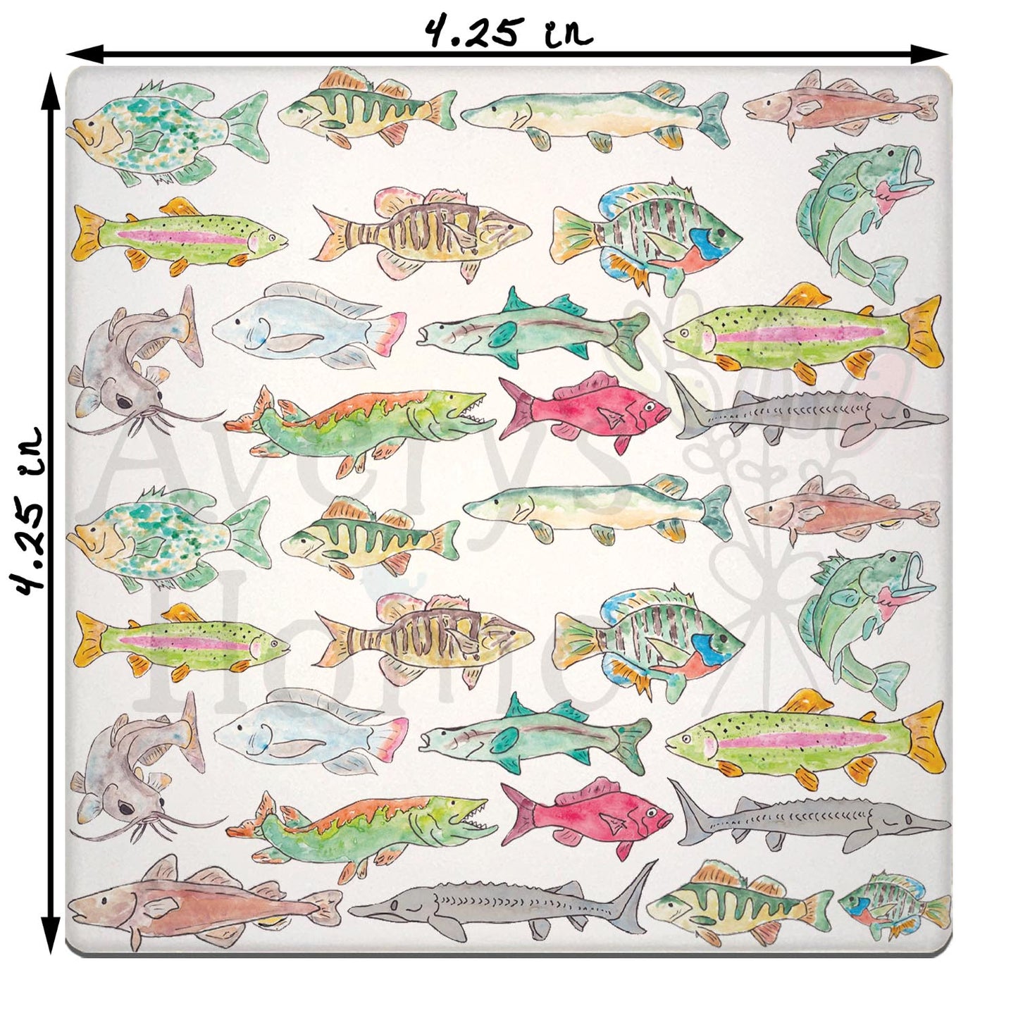 Lake Fish Pattern Stone Coaster