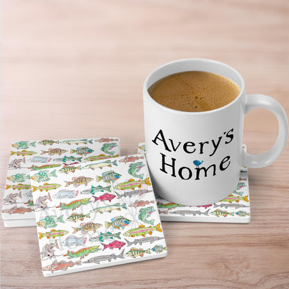 Lake Fish Pattern Stone Coaster