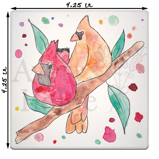Cardinal Couple Stone Coaster