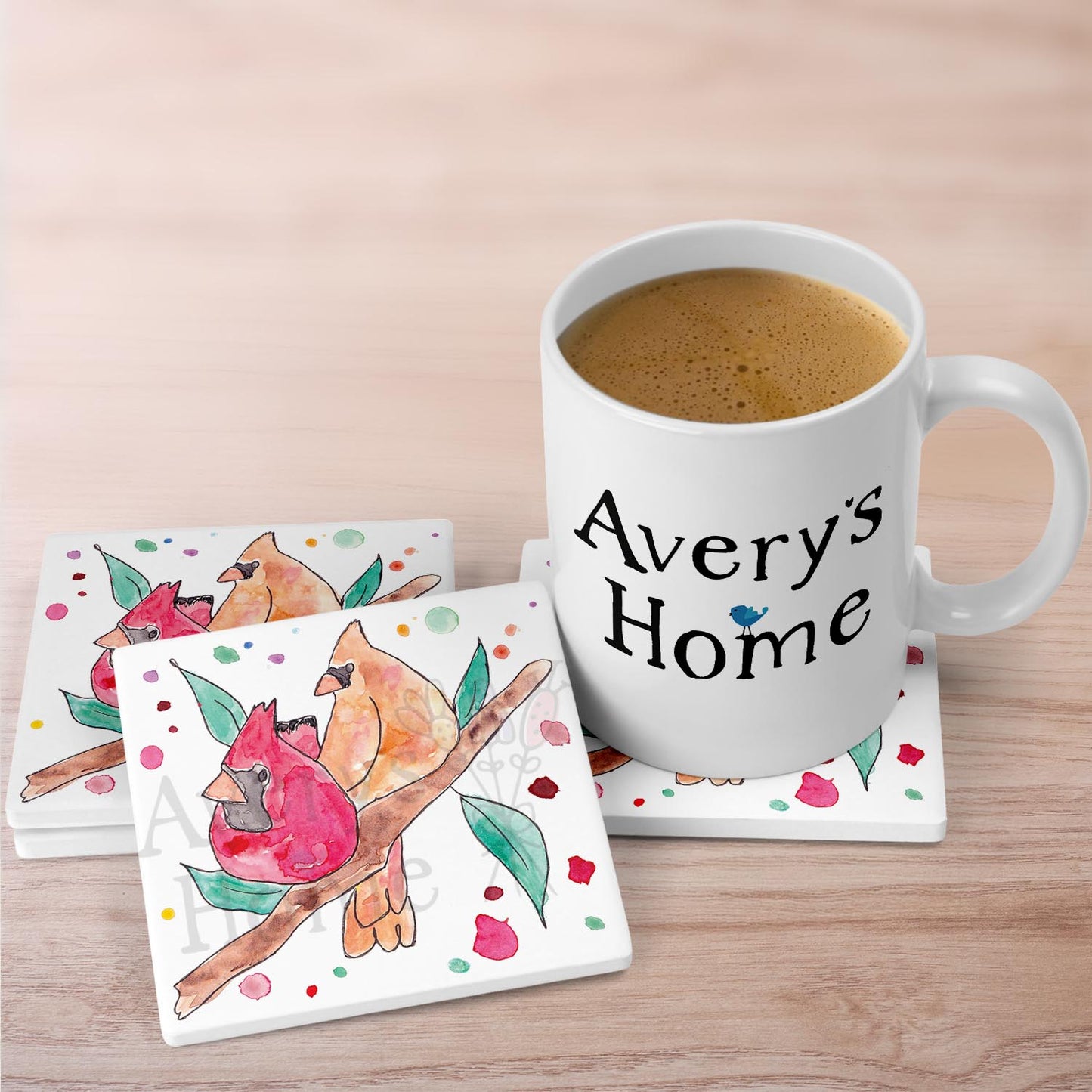 Cardinal Couple Stone Coaster