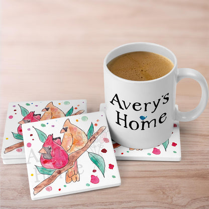 Cardinal Couple Stone Coaster