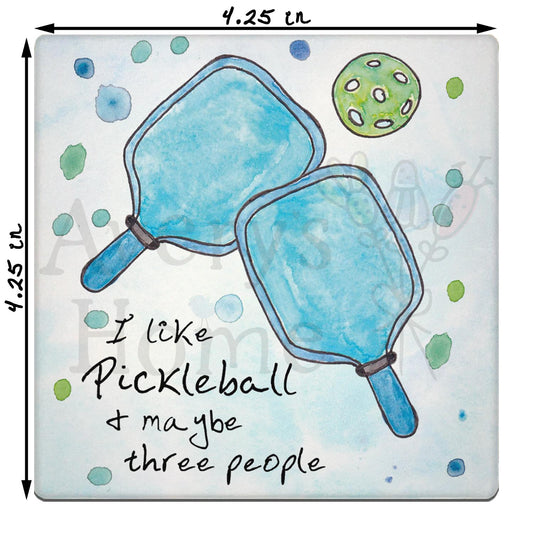 I Like Pickleball & Three People Stone Coaster