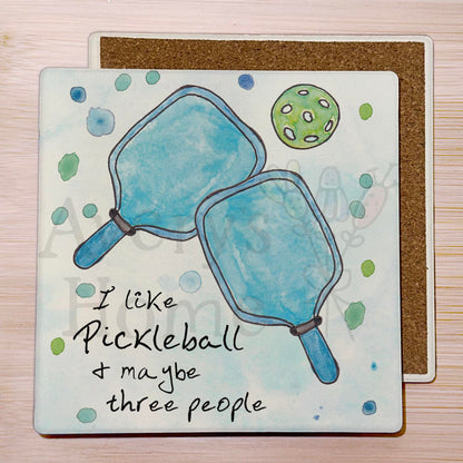 I Like Pickleball & Three People Stone Coaster