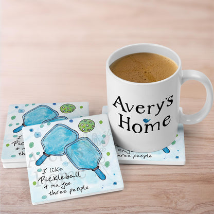 I Like Pickleball & Three People Stone Coaster