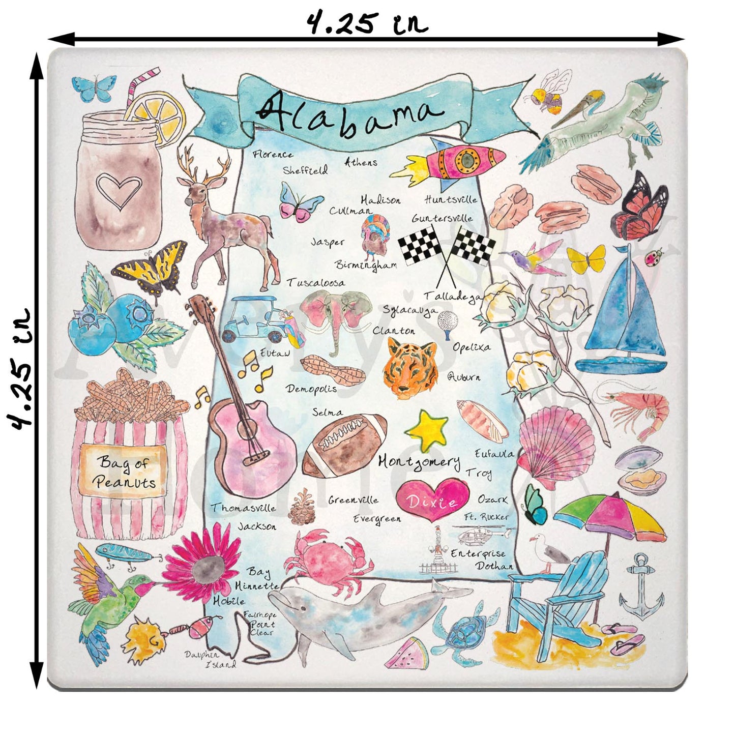 Alabama Map Stone Coaster