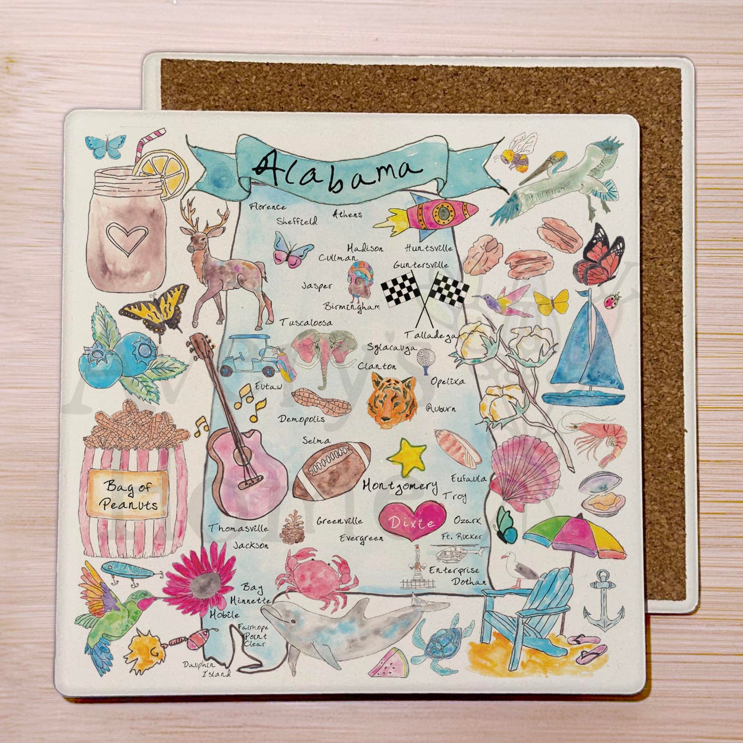 Alabama Map Stone Coaster