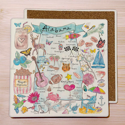 Alabama Map Stone Coaster