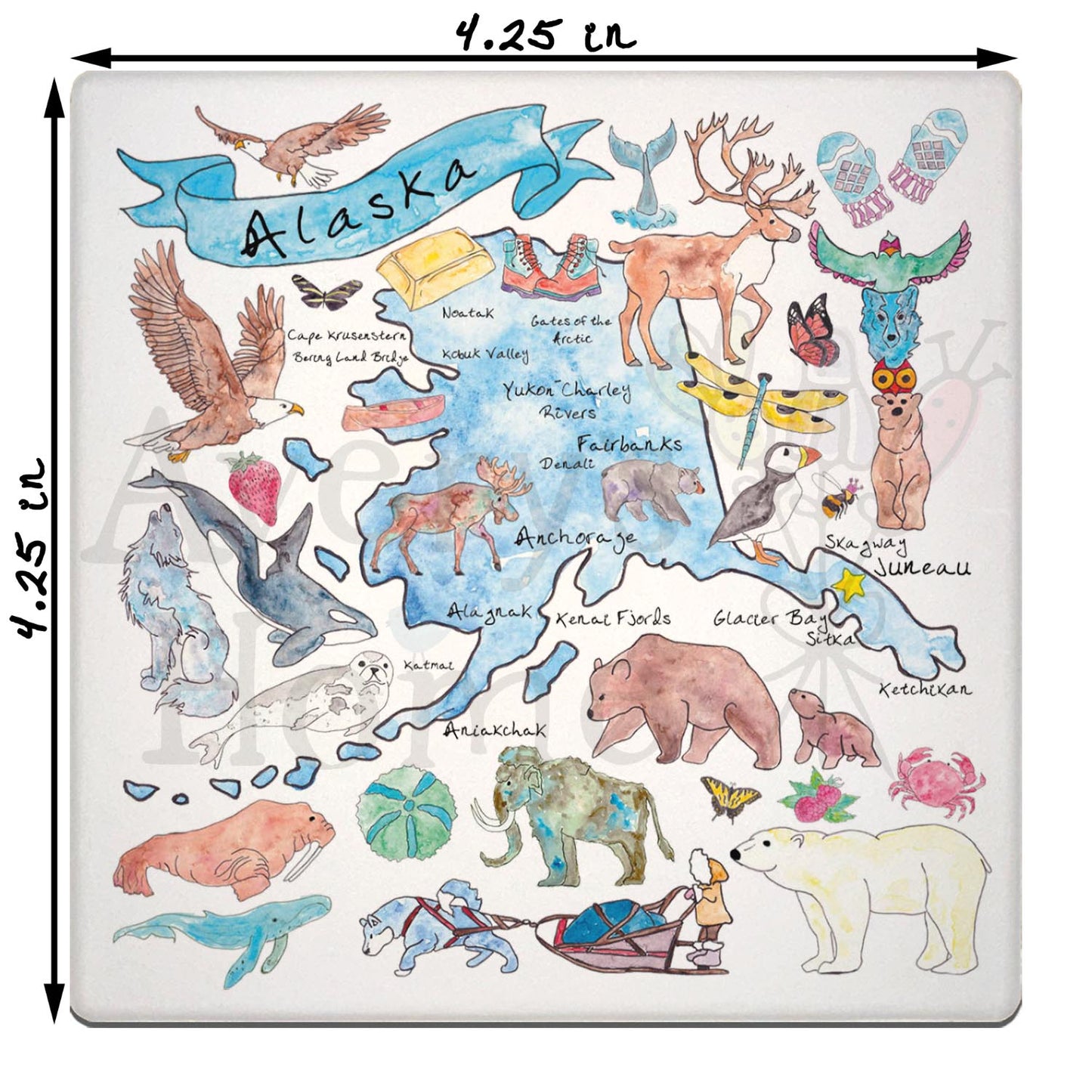 Alaska Map Stone Coaster