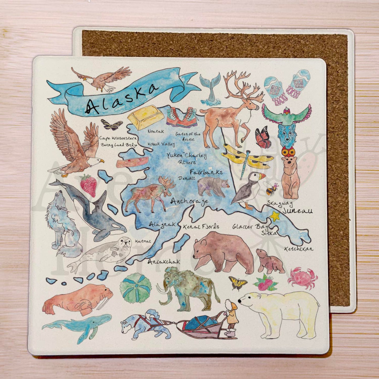 Alaska Map Stone Coaster