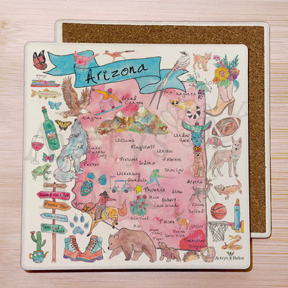 Arizona Map Stone Coaster