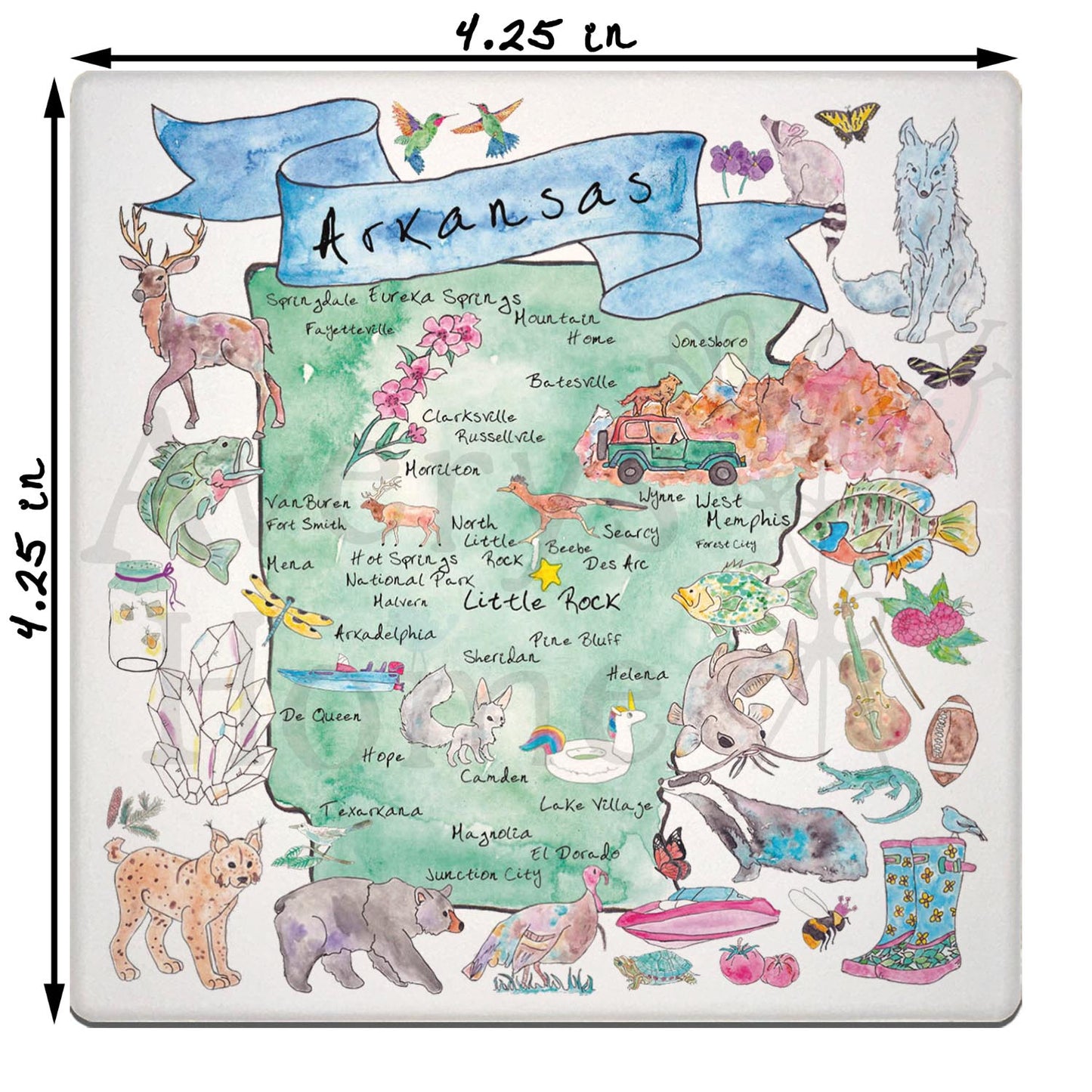 Arkansas Map  Stone Coaster