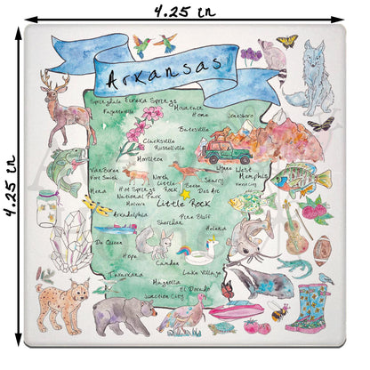Arkansas Map  Stone Coaster