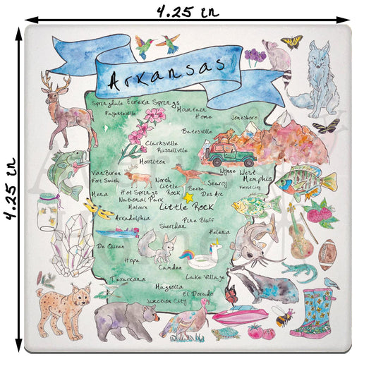 Arkansas Map  Stone Coaster