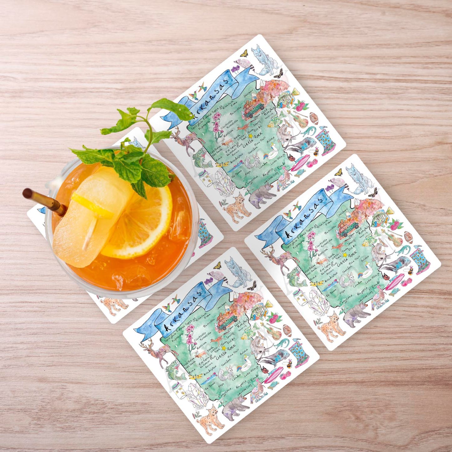 Arkansas Map  Stone Coaster