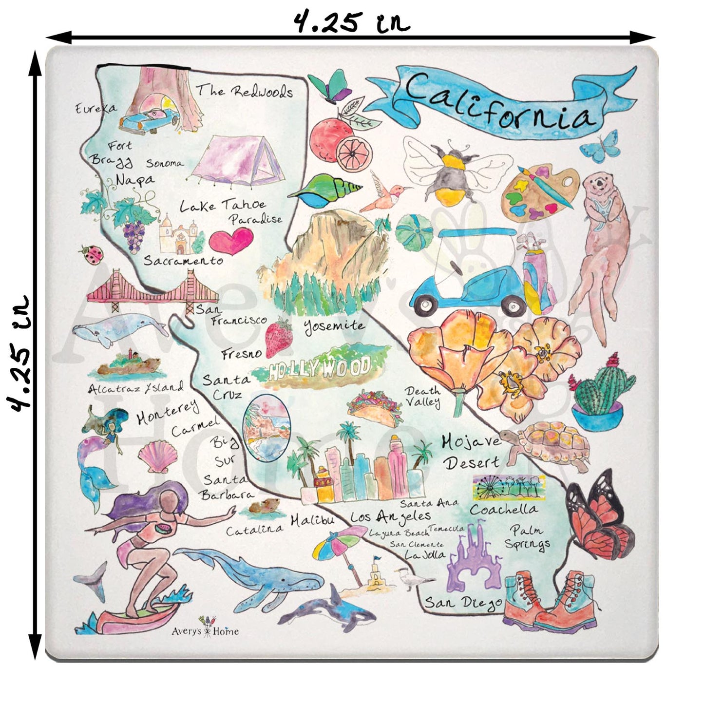 California Map Stone Coaster