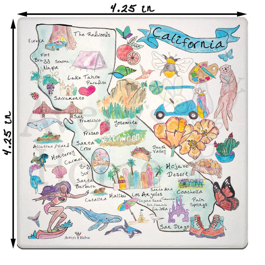 California Map Stone Coaster