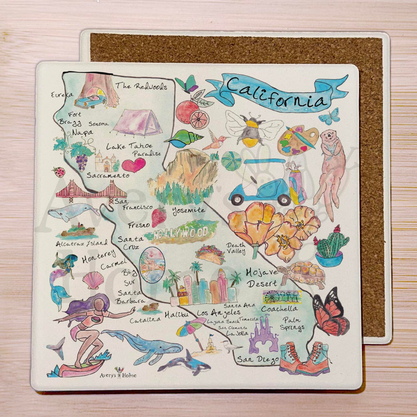 California Map Stone Coaster