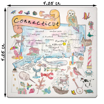 Connecticut Map Stone Coaster
