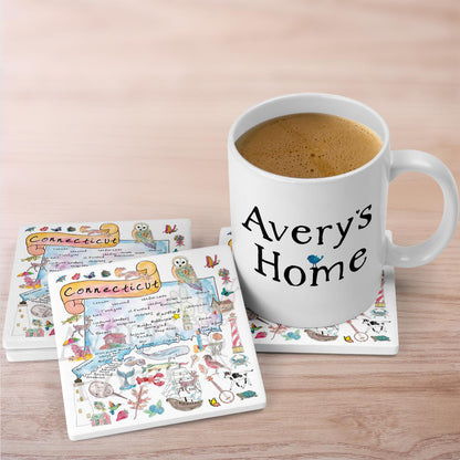 Connecticut Map Stone Coaster
