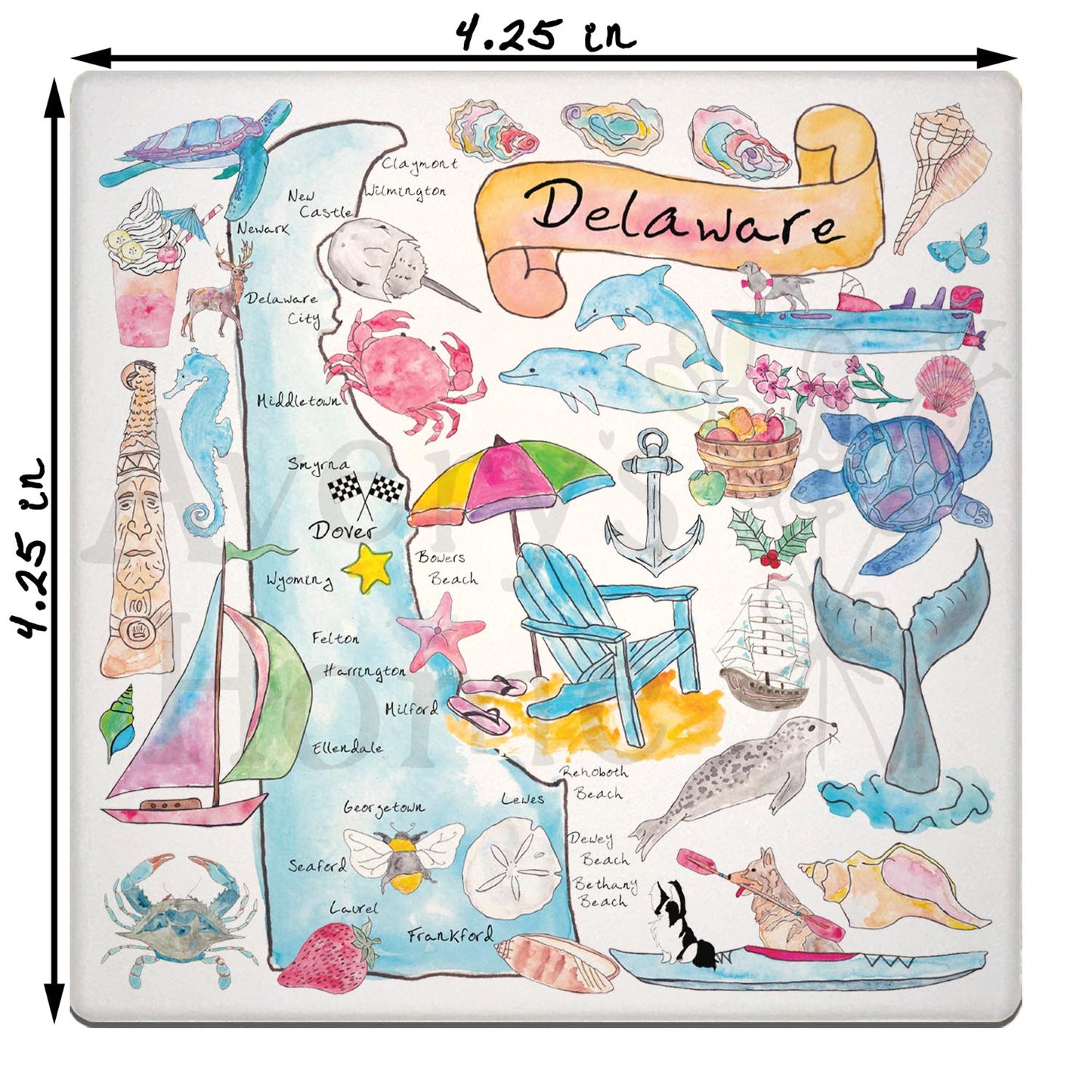 Delaware Map  Stone Coaster