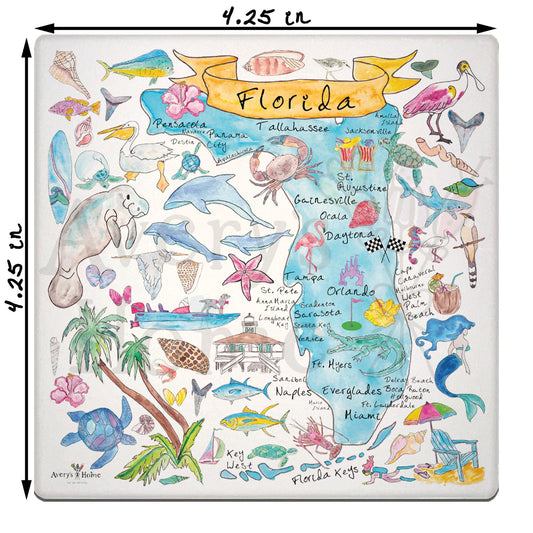 Florida Map Stone Coaster