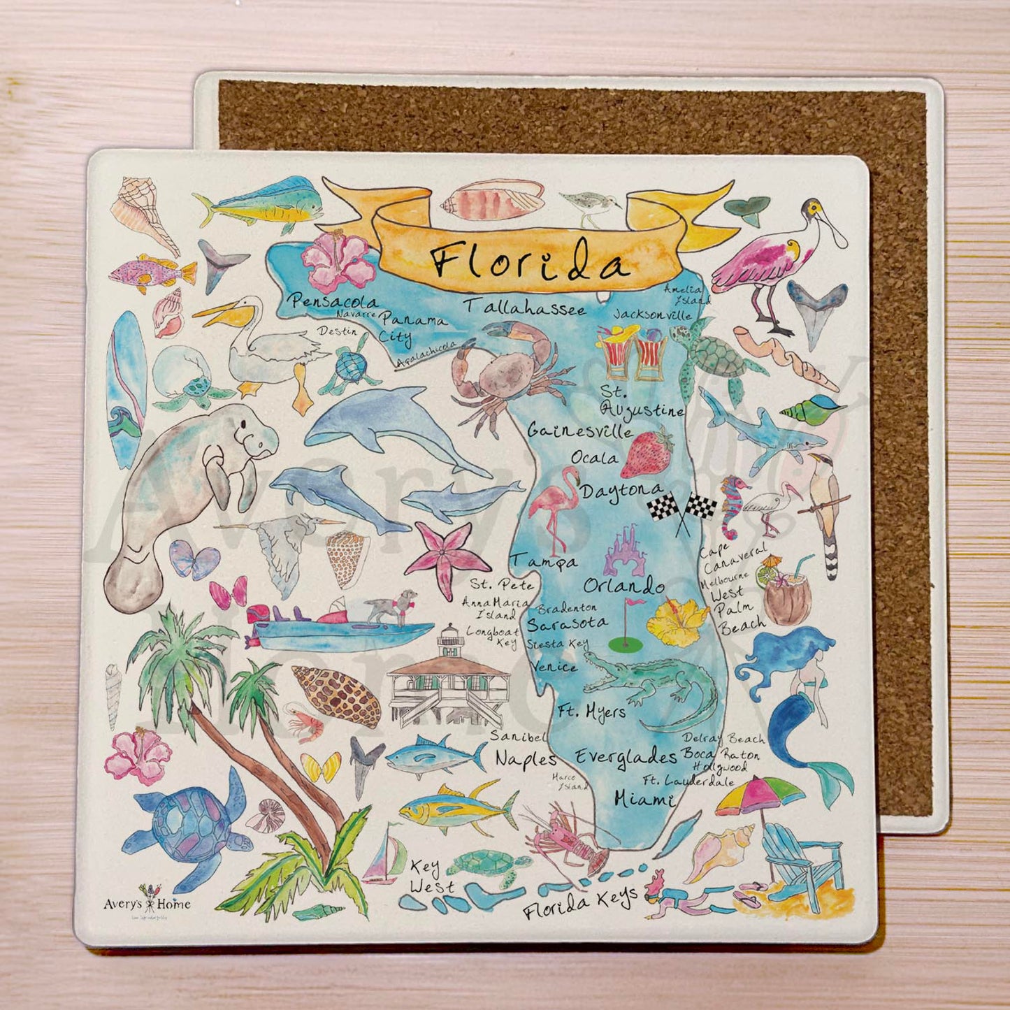 Florida Map Stone Coaster