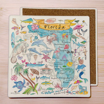 Florida Map Stone Coaster