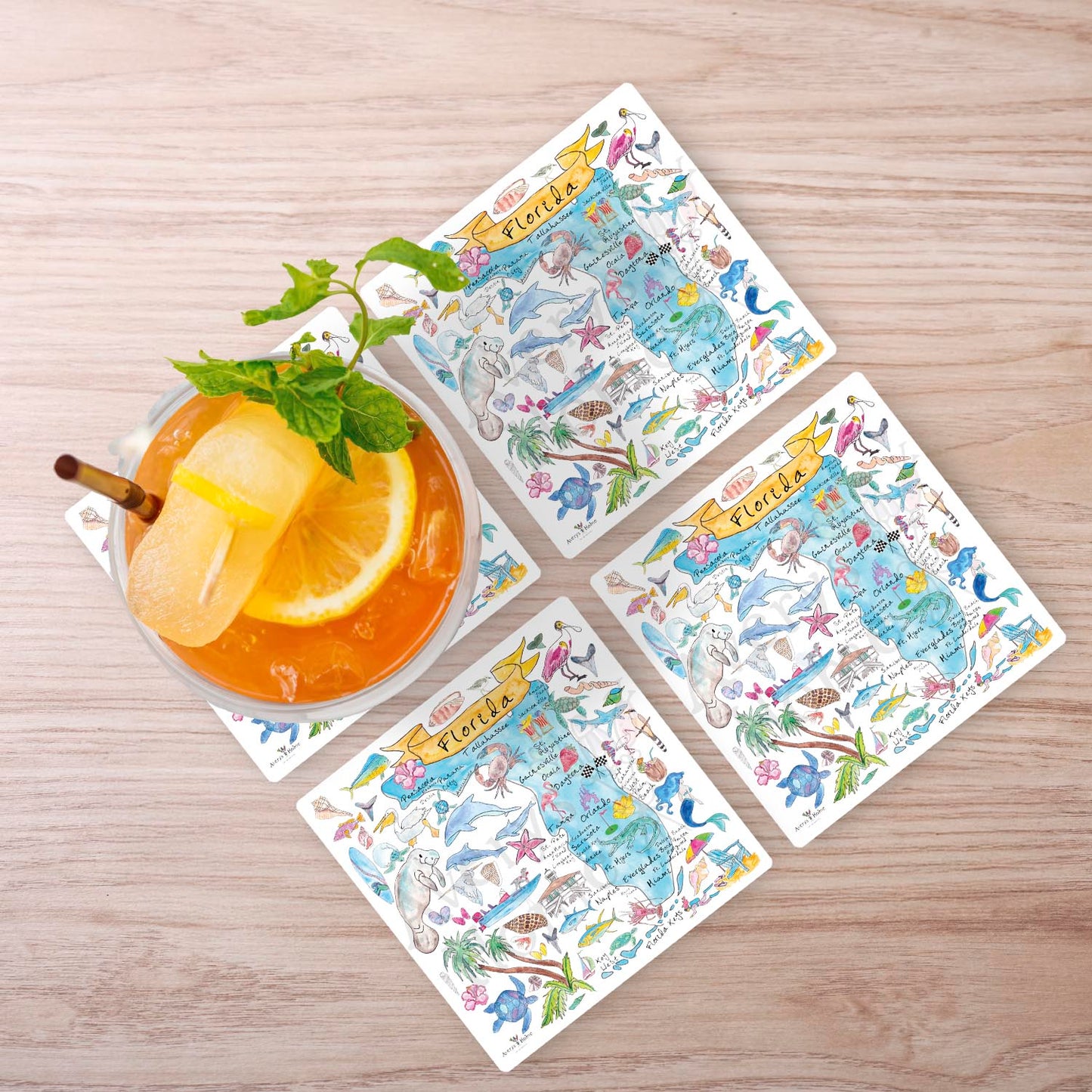Florida Map Stone Coaster