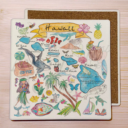 Hawaii Map Stone Coaster