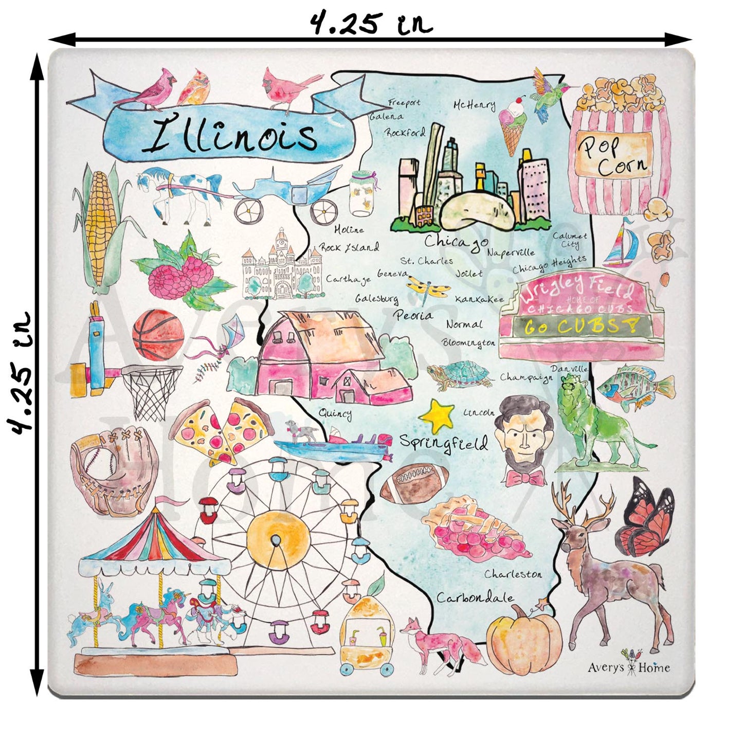 Illinois Map Stone Coaster