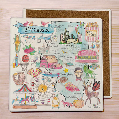 Illinois Map Stone Coaster