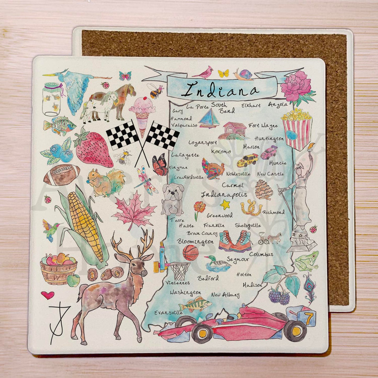 Indiana Map Stone Coaster