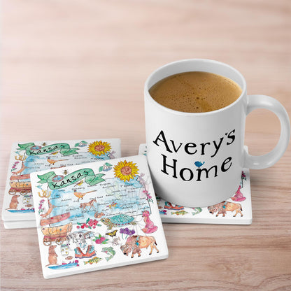 Kansas Map  Stone Coaster