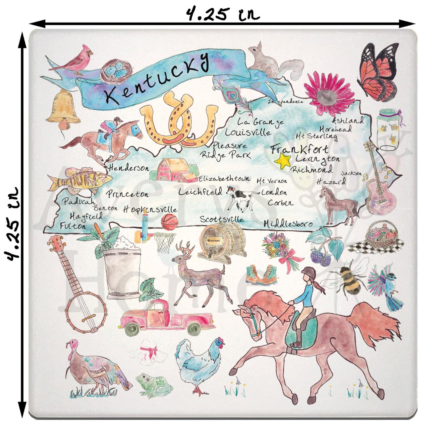 Kentucky Map Stone Coaster