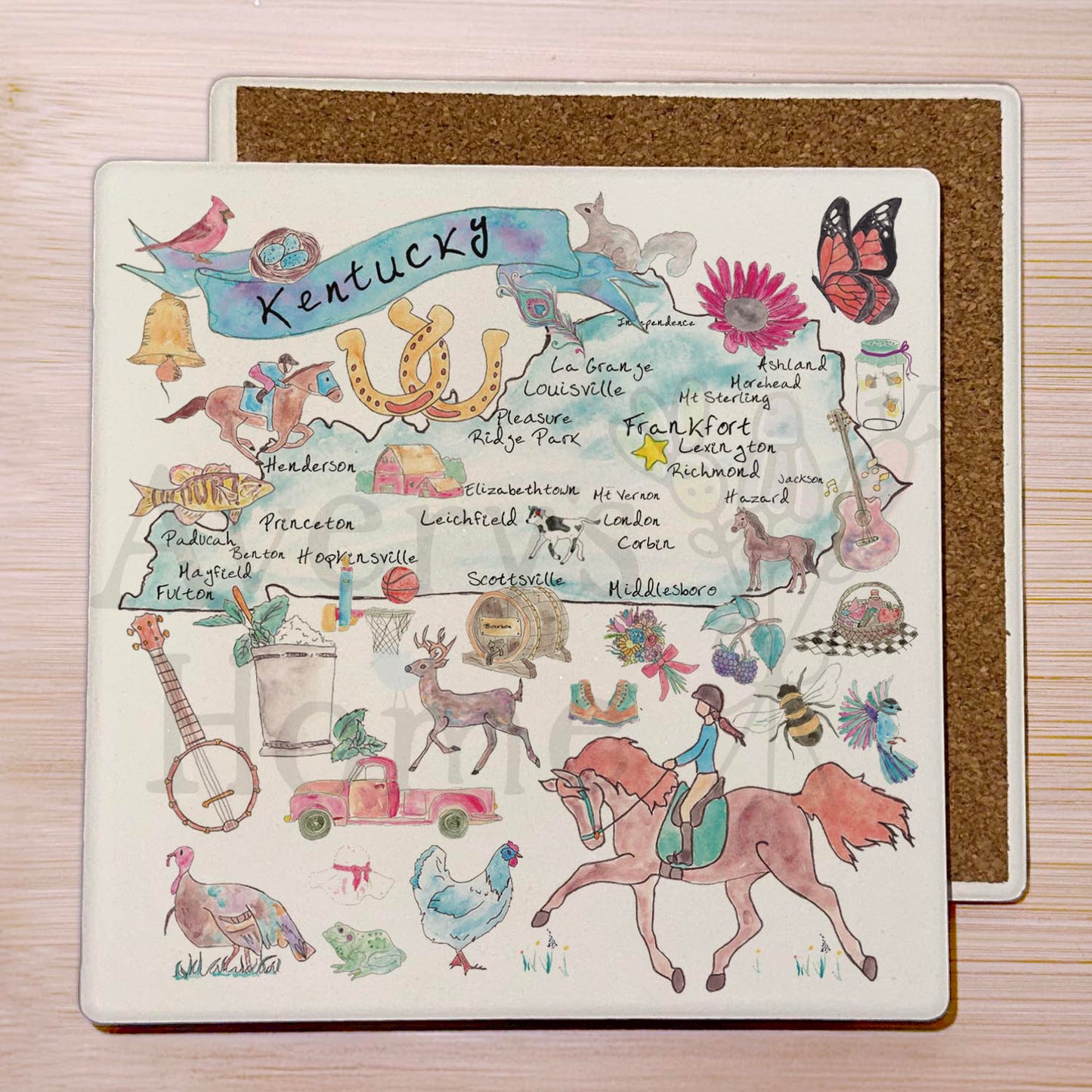 Kentucky Map Stone Coaster