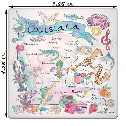 Louisiana Map Stone Coaster