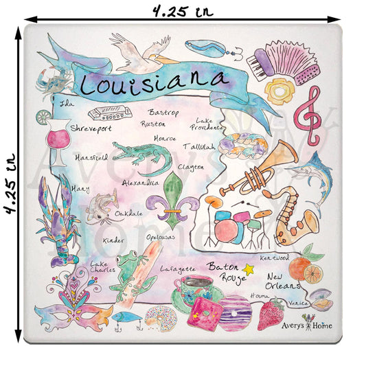 Louisiana Map Stone Coaster