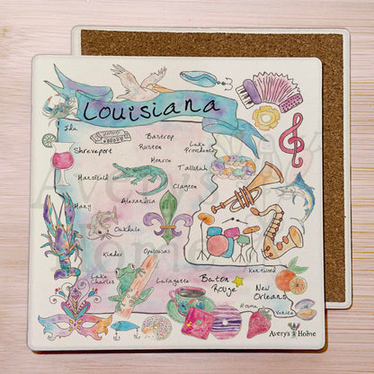 Louisiana Map Stone Coaster