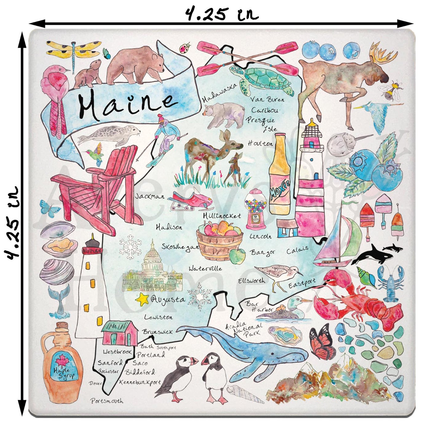 Maine Map Stone Coaster