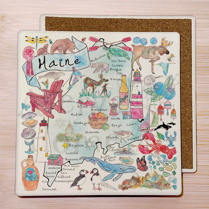 Maine Map Stone Coaster