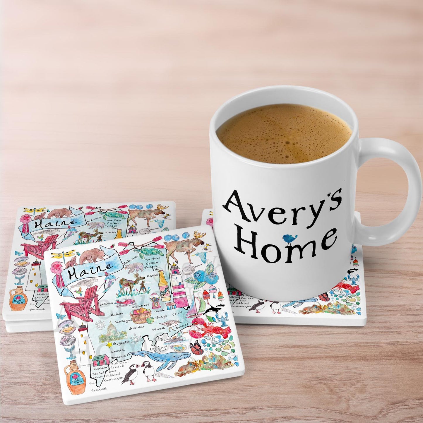 Maine Map Stone Coaster