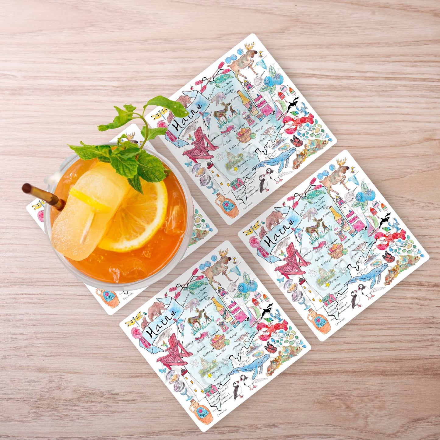 Maine Map Stone Coaster