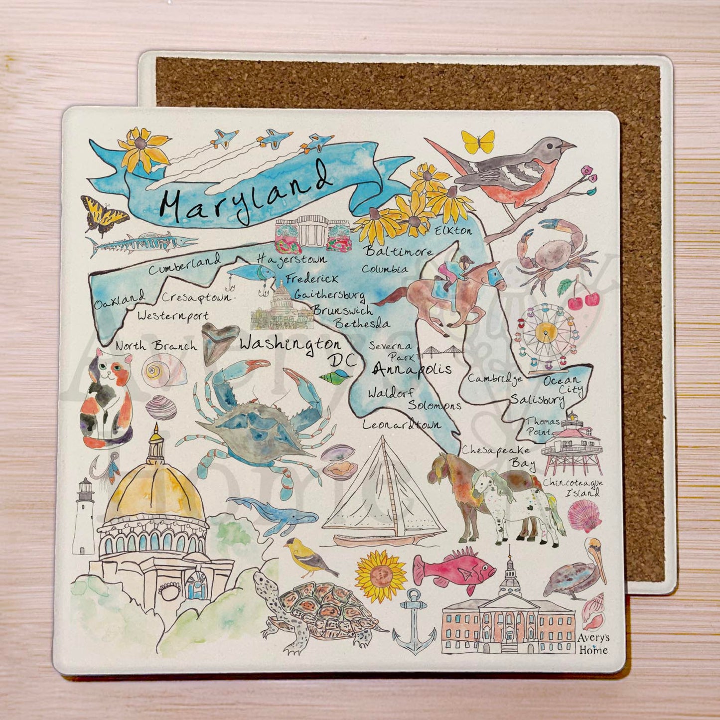 Maryland Map Stone Coaster