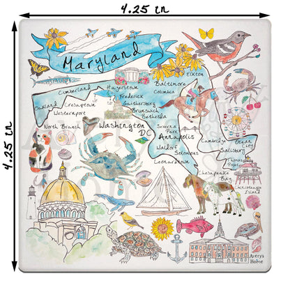 Maryland Map Stone Coaster